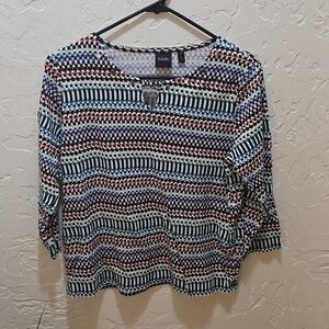3/$10 Rafaella Vibrant Patterned Knit Top